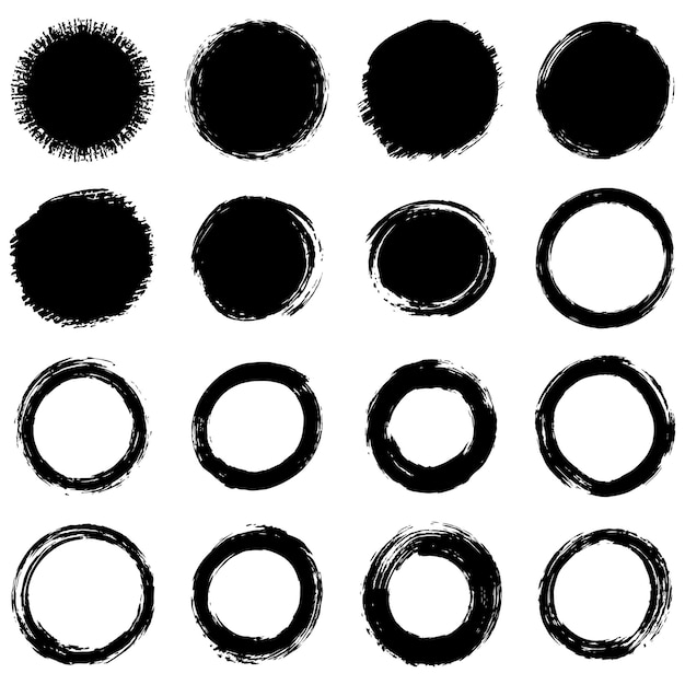 Formas redondas grunge negras Pinceladas marcos elementos marcos para el diseño Vector