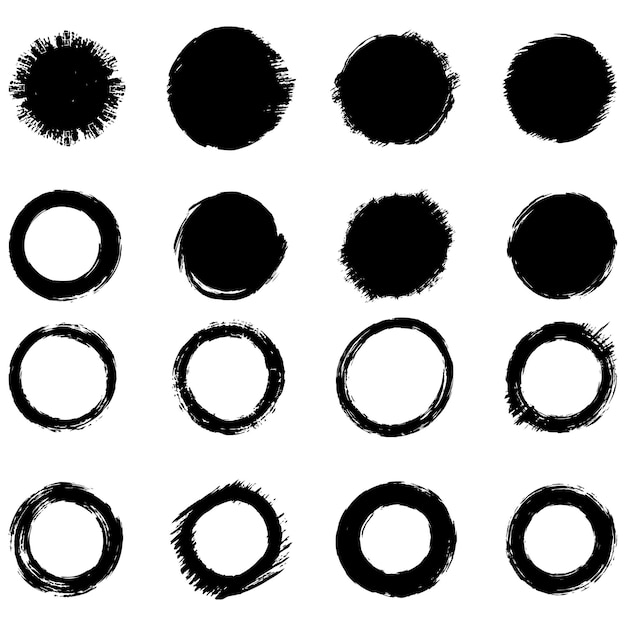 Formas redondas grunge negras Pinceladas marcos elementos marcos para el diseño Vector
