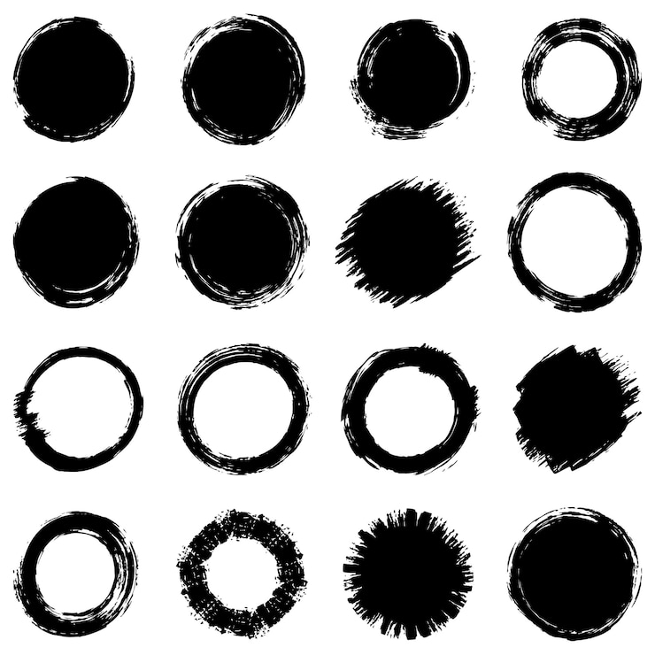 Vector formas redondas grunge negras pinceladas marcos elementos marcos para el diseño vector
