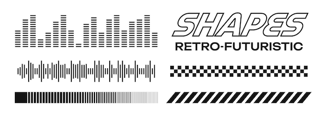 Formas retrofuturistas Elementos de forma de onda de audio