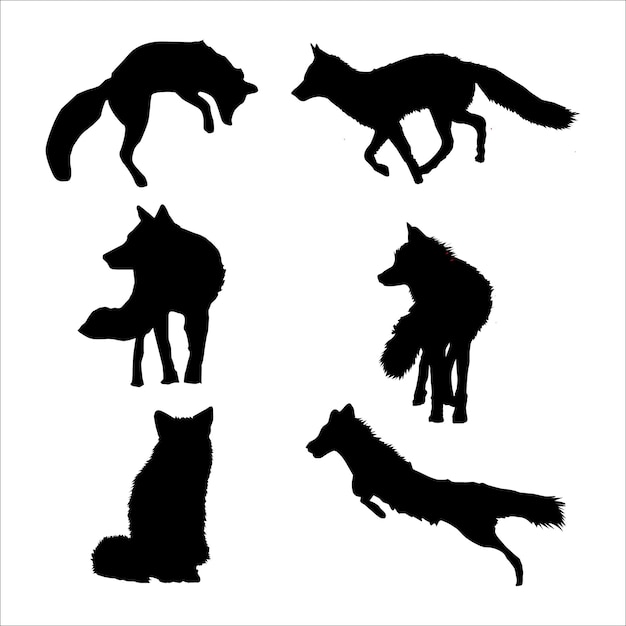 Formas de silueta de zorro dibujadas a mano