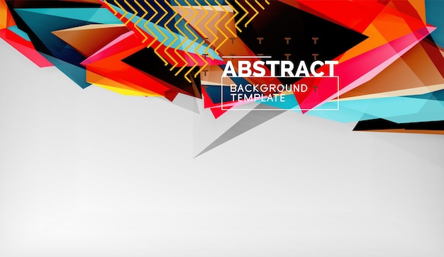 Formas triangulares geométricas en 3D, colores de fondo abstractos, triángulos, composición en un fondo gris, papel tapiz conceptual de negocios o de tecnología.