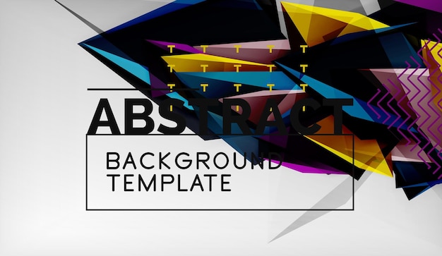 Formas triangulares geométricas en 3D, colores de fondo abstractos, triángulos, composición en un fondo gris, papel tapiz conceptual de negocios o de tecnología.
