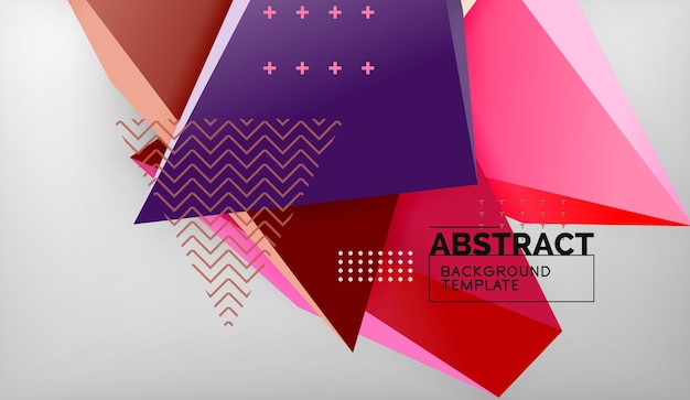 Formas triangulares geométricas en 3D, colores de fondo abstractos, triángulos, composición en un fondo gris, papel tapiz conceptual de negocios o de tecnología.