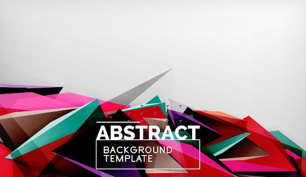 Formas triangulares geométricas en 3D, colores de fondo abstractos, triángulos, composición en un fondo gris, papel tapiz conceptual de negocios o de tecnología.