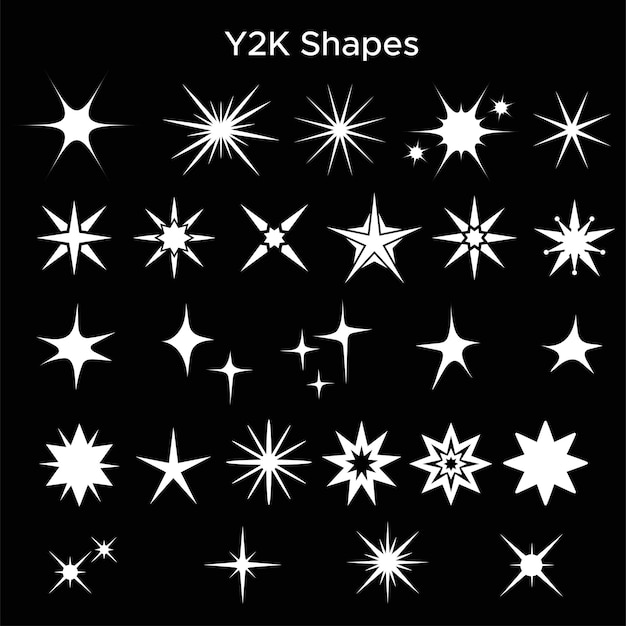 Formas de vector libre Y2K dentro del fondo negro
