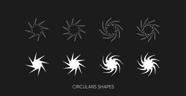 Formas vectoriales modernas en espiral y rotacionales Colección de formas circulares universales de moda