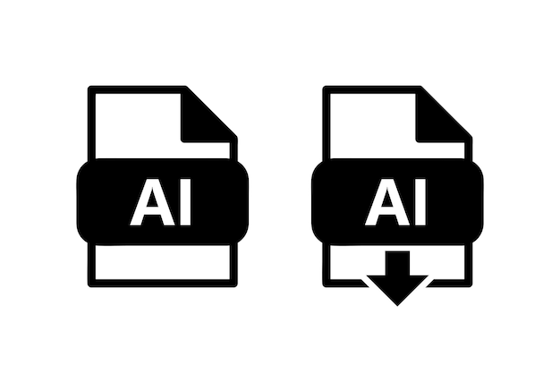 formato de archivo ai icono negro descarga signo de arquivo ai con flecha conjunto de dos elementos vectoriales