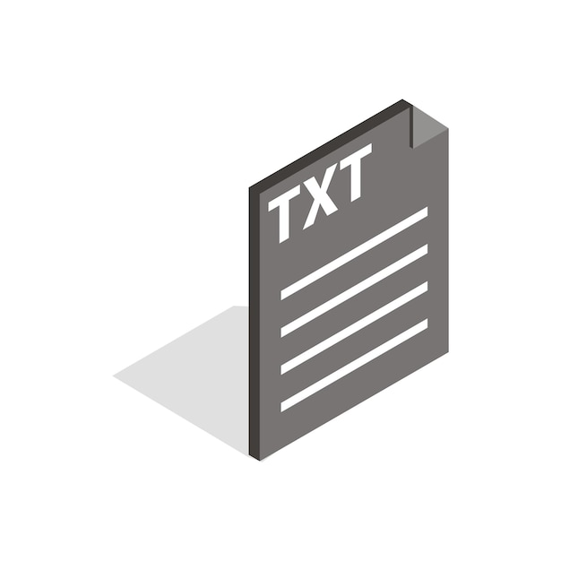 Formato de archivo de documento Icono TXT en estilo isométrico 3d aislado sobre fondo blanco