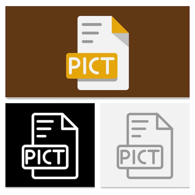 Formato de archivo de documento pict tipo de archivo plano diseño de icono para desarrolladores web modernos
