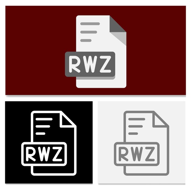 Formato de archivo de documento Rwz tipo de archivo plano diseño de icono para necesidades de diseño