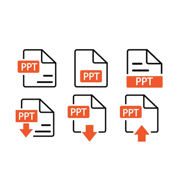 Vector el formato de archivo las extensiones del icono se establecen en el estilo de línea el tipo de archivo del documento el formato del símbolo de estilo negro simple