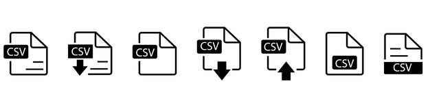 Vector el formato de archivo las extensiones del icono se establecen en el estilo de línea el tipo de archivo del documento el formato del símbolo de estilo negro simple