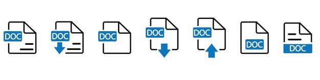 Vector el formato de archivo las extensiones del icono se establecen en el estilo de línea el tipo de archivo del documento el formato del símbolo de estilo negro simple