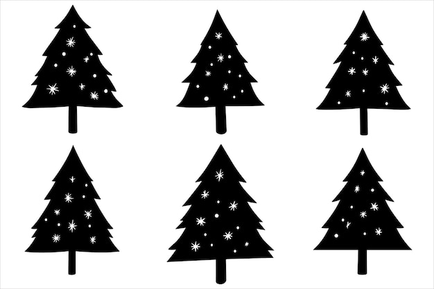 Formato vectorial de la colección de iconos del árbol de Navidad negro