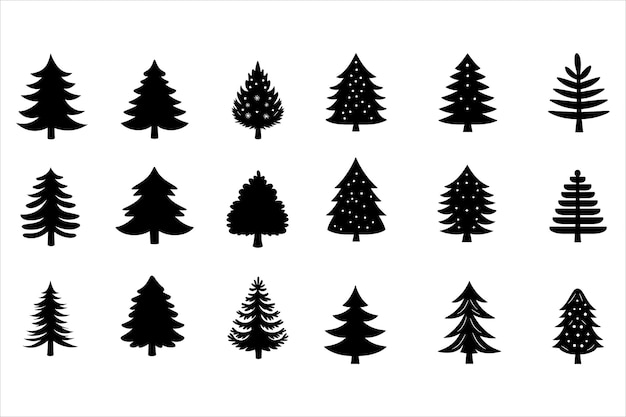 Formato vectorial de la colección de iconos del árbol de Navidad negro
