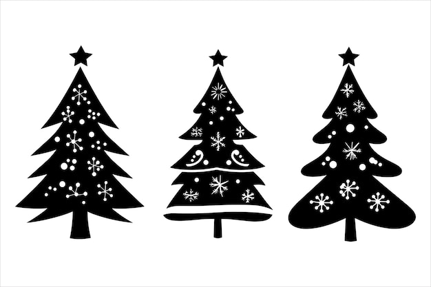 Formato vectorial de la colección de iconos del árbol de Navidad negro