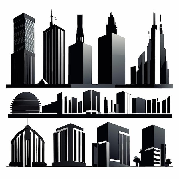 Formato vectorial EPS de siluetas de paisajes urbanos