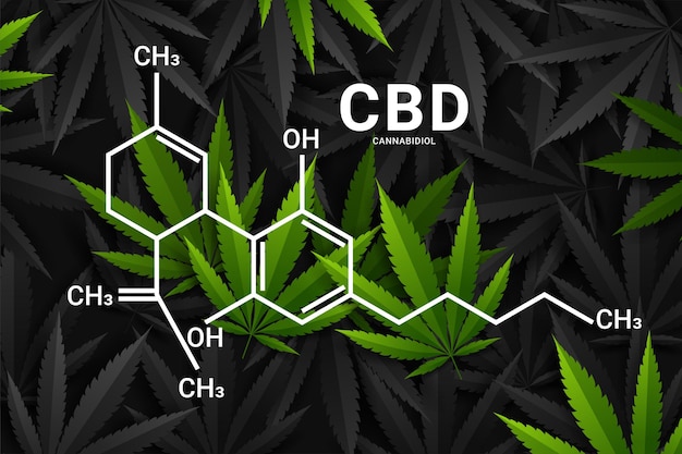 Fórmula cbd. Compuesto de estructura de molécula de cannabidiol