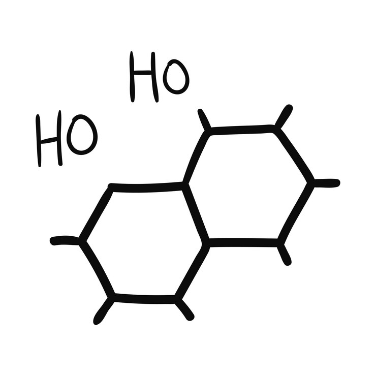 Vector fórmula estructural vectorial de minoxidil, un ingrediente utilizado en el tratamiento de la caída del cabello aga