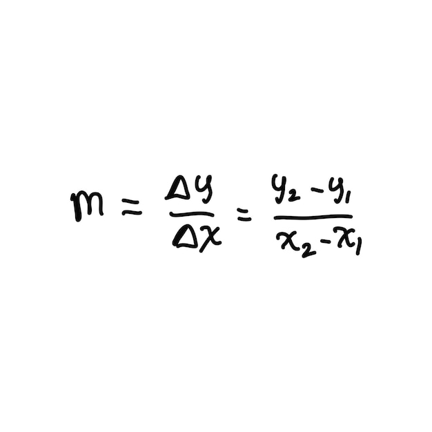 fórmula de gradiente de una línea escrita con tinta negra ilustración de fórmulas matemáticas en álgebra