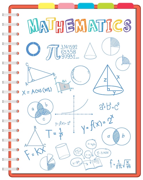 Fórmula matemática de doodle en la página del cuaderno