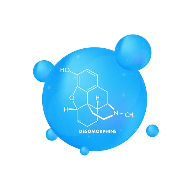 Fórmula química de desomorfina Estructura molecular química de desomorfina