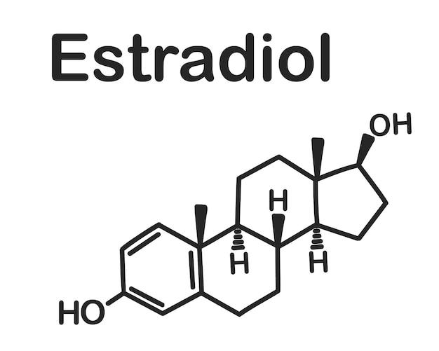 Fórmula química estructural del estradiol.