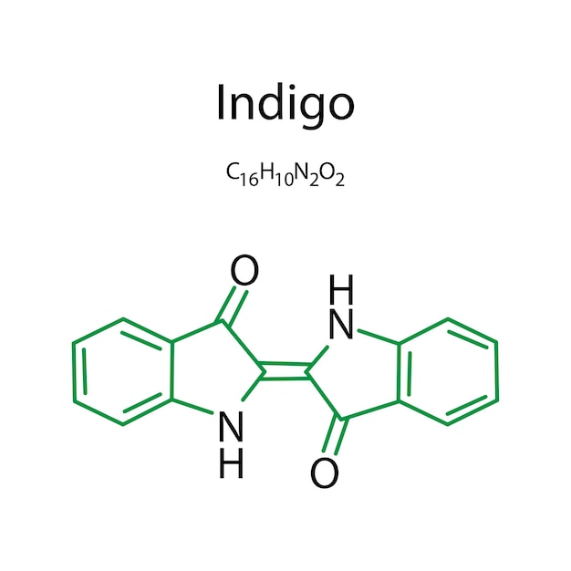 Fórmula química del icono índigo para diseño médico Ilustración vectorial