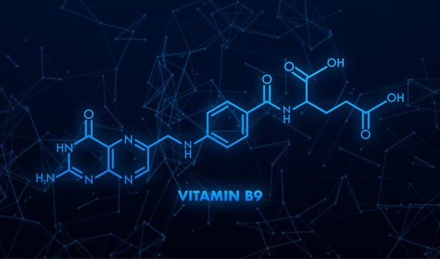 Fórmula de vitamina b9 Fórmula estructural de vitamina B9