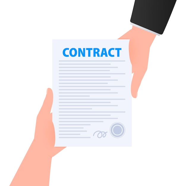 Formulario de documento de contrato Firmar contrato Ilustración vectorial