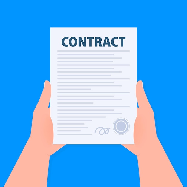 Formulario de documento de contrato Firmar contrato Ilustración vectorial
