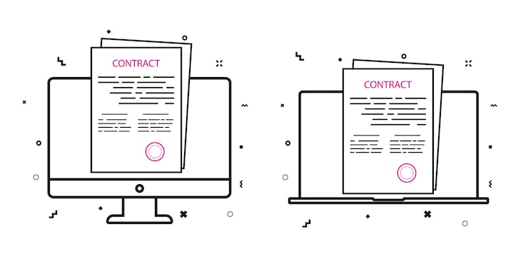 Vector formulario de impuestos en línea en dispositivos portátiles y de escritorio con documentos