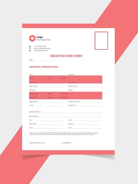 Vector formulario de membresía y registro