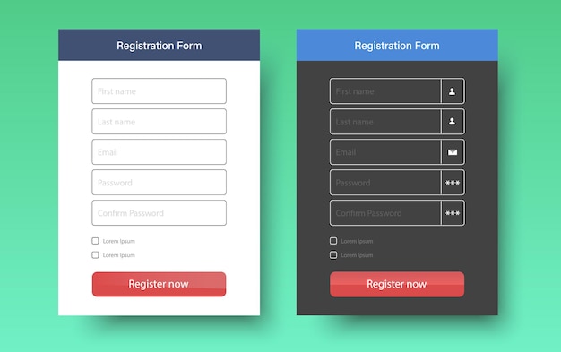 Formulario de registro interfaz de formulario web