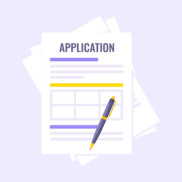 Formulario de solicitud presentar diseño de estilo plano icono señal ilustración vectorial