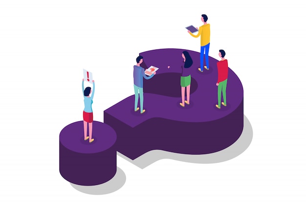 Foro de Internet, comunicación de personas, concepto isométrico de la sociedad. ilustración