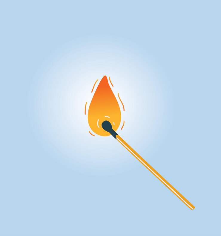 Vector fósforo ardiendo en azul