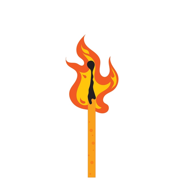 un fósforo de madera enciende un fuego con un extremo quemado