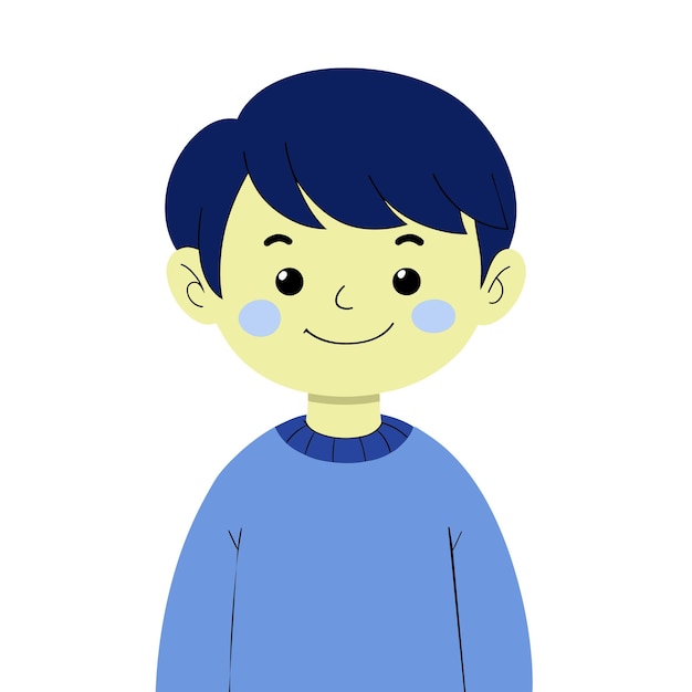 una foto azul y blanca de un niño con una camisa azul en él