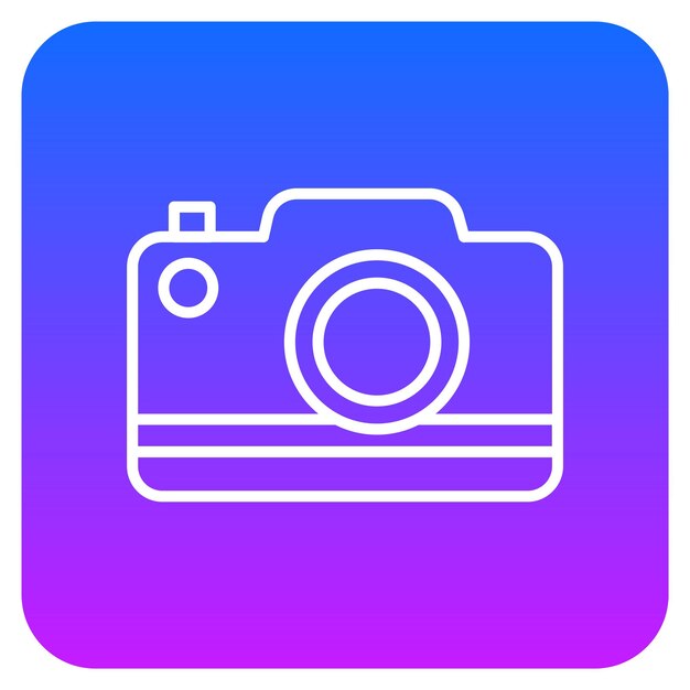 una foto azul y púrpura de una cámara con un fondo azul