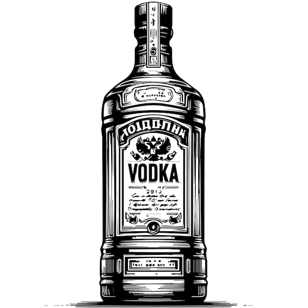 Vector una foto en blanco y negro de una botella de licor