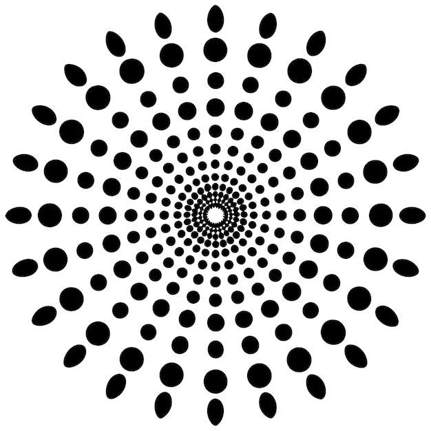 una foto en blanco y negro de un círculo con puntos negros en él