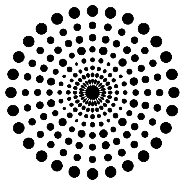 una foto en blanco y negro de un círculo con puntos negros