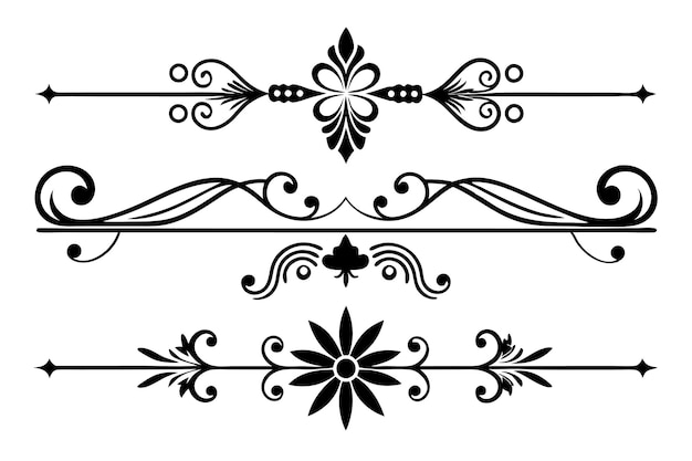 una foto en blanco y negro de un conjunto de diseños decorativos