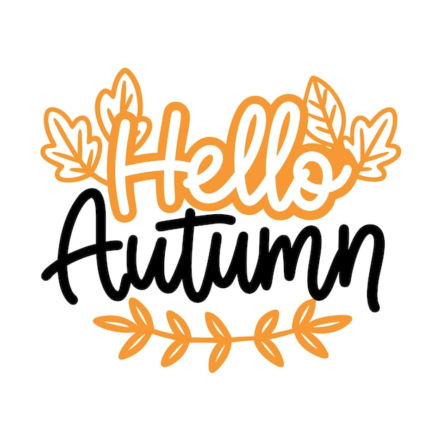 una foto en blanco y negro de un letrero amarillo de otoño con las palabras "Hola otoño" en él