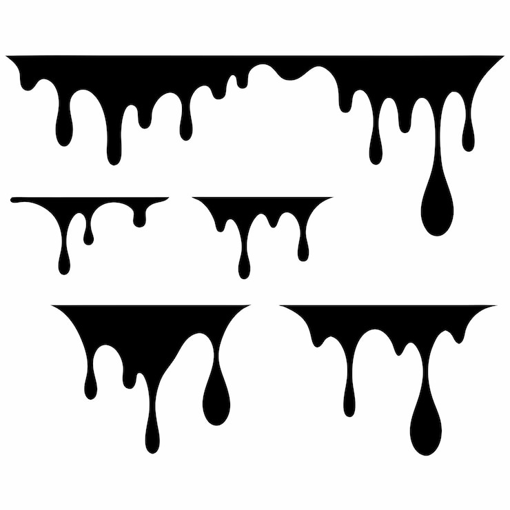 Vector una foto en blanco y negro de una línea de líquido goteante