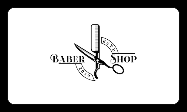 Una foto en blanco y negro del logo de una barbería