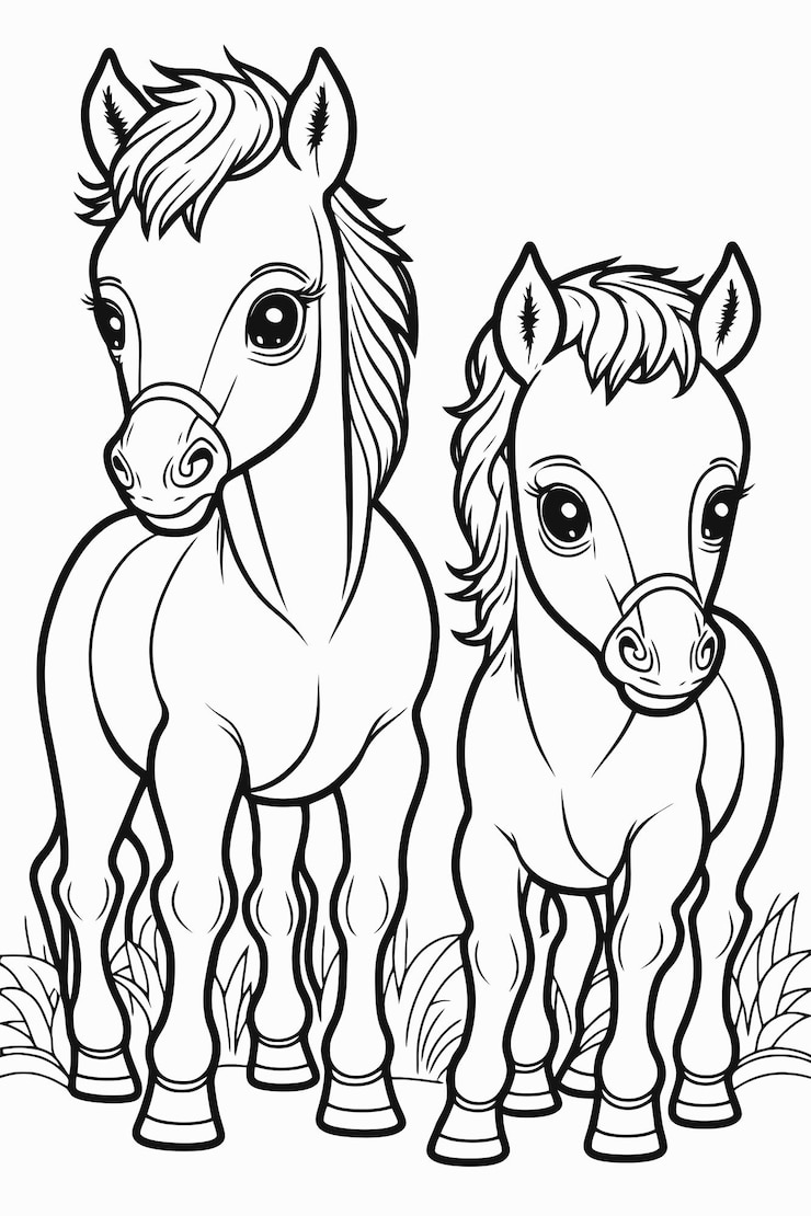 Vector una foto en blanco y negro de un potro con una niña en el frente.