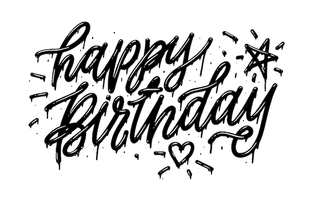 una foto en blanco y negro de un texto que dice feliz cumpleaños